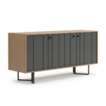 Oak Wood 3 Door Sideboard – Grey Finish with 6 Shelves - Image 4