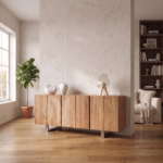 Acacia Wood 4 Door Sideboard | 6 Door Storage Cabinet - Image 2