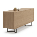 Oak Wood 3 Door Sideboard – Grey Finish with 6 Shelves - Image 9