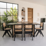 Solid Sheesham Wood 8 Seater Dining Table Set with Rattan Chairs – Black Finish (6, 8 & 10 Seater Options) - Image 2