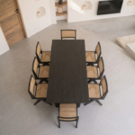 Solid Sheesham Wood 8 Seater Dining Table Set with Rattan Chairs – Black Finish (6, 8 & 10 Seater Options) - Image 4