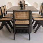 Solid Sheesham Wood 8 Seater Dining Table Set with Rattan Chairs – Black Finish (6, 8 & 10 Seater Options) - Image 10