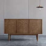 Acacia Wood Cane Sideboard - 2 Doors & 4 Drawers Walnut Finish - Image 14