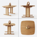 Solid Wood Cane Rectangle Dining Table with 4 Chairs - Natural Finish - Image 12