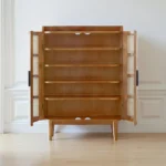 Mango Wood Cane Cabinet 2 Door – Natural Finish - Image 8