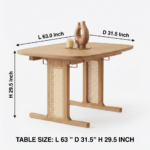 Solid Wood Cane Rectangle Dining Table with 4 Chairs - Natural Finish - Image 16