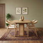 Solid Wood Cane Rectangle Dining Table with 4 Chairs - Natural Finish