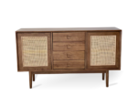 Acacia Wood Cane Sideboard - 2 Doors & 4 Drawers Walnut Finish - Image 9