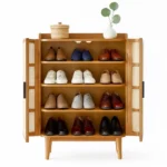Mango Wood Cane Cabinet 2 Door – Natural Finish - Image 5