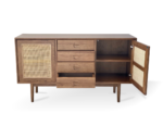 Acacia Wood Cane Sideboard - 2 Doors & 4 Drawers Walnut Finish - Image 4