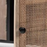 Solid Wood Rattan TV Unit – Open Shelf Black Finish Console - Image 6