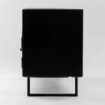 Solid Wood Rattan TV Unit – Open Shelf Black Finish Console - Image 5