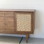 Acacia Wood Cane Sideboard - 2 Doors & 4 Drawers Walnut Finish - Image 8