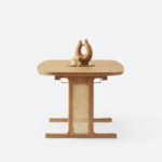 Solid Wood Cane Rectangle Dining Table with 4 Chairs - Natural Finish - Image 11