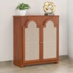 Acacia Cane Cabinet 2 Door – Honey Finish