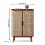 Mango Wood Cane Cabinet 2 Door – Natural Finish - Image 6
