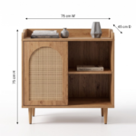 Mango Wood Cane Cabinet with 2 Doors – Natural Finish Storage Unit - Image 6