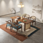 Sheesham Wood Cane Dining Table 4 Seater with 4 Cane Chairs – Natural Finish Wooden Dining Set