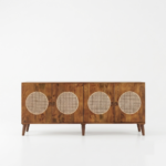 Mango Wood Cane Sideboard - Walnut Finish - Image 4
