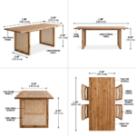 Solid Sheesham Wood 8 Seater Dining Table Set with Chairs and Bench – Natural Finish - Image 8