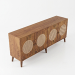 Mango Wood Cane Sideboard - Walnut Finish - Image 5