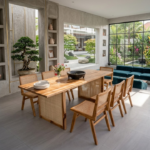 Solid Sheesham Wood 8 Seater Dining Table Set with Chairs and Bench – Natural Finish