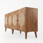 Mango Wood Cane Sideboard - Walnut Finish - Image 6