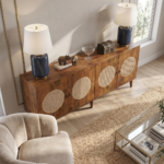 Mango Wood Cane Sideboard - Walnut Finish - Image 2