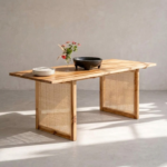 Solid Sheesham Wood 8 Seater Dining Table Set with Chairs and Bench – Natural Finish - Image 6