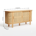 Mango Wood Cane Sideboard - Natural Finish| Storage Sideboard - Image 6