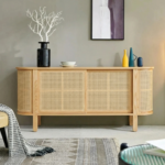Mango Wood Cane Sideboard - Natural Finish| Storage Sideboard