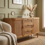 Mango Wood Rattan Sideboard - Natural Finish - Image 2