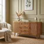 Mango Wood Rattan Sideboard - Natural Finish