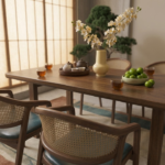 Sheesham Wood Cane Dining Table 4 Seater with 4 Cane Chairs – Natural Finish Wooden Dining Set - Image 4