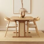 Solid Wood Cane Rectangle Dining Table 4 Seater - Natural Finish