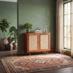 Acacia Wood Cane Cabinet 2 Door – Natural Finish