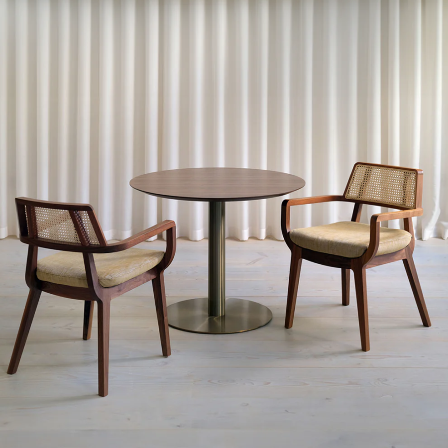 Solid Wood Rattan Dining Chair – Natural Finish Cane Accent Chair