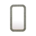 Bone Inlay Wall Mirror – Black & White Waterfall Design Curved Edge Decorative Mirror