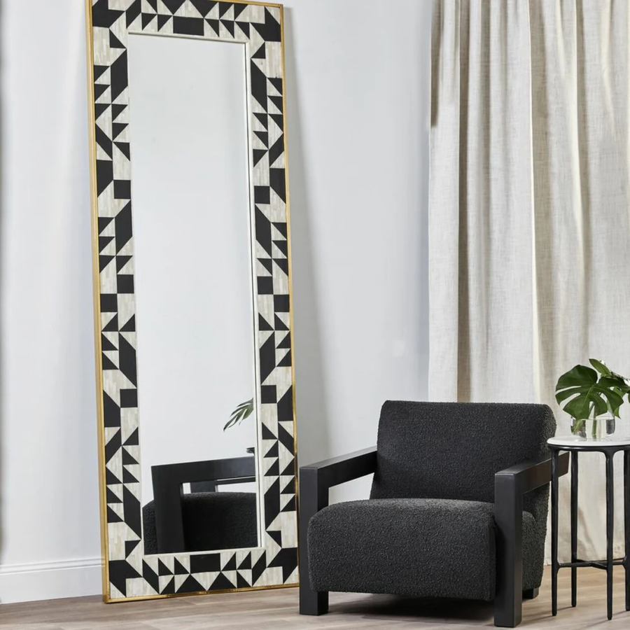 Bone Inlay Floor Mirror – Kingsley Design Full Length Decorative Mirror