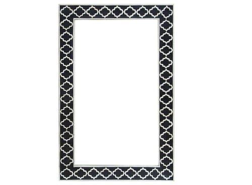 Bone Inlay Wall Mirror – Black Diamond Design Rectangular Decorative Mirror