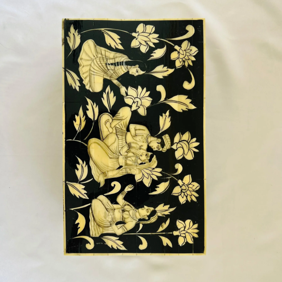Bone Inlay Hand Painted Jewellery Box – Black Decorative Storage Box