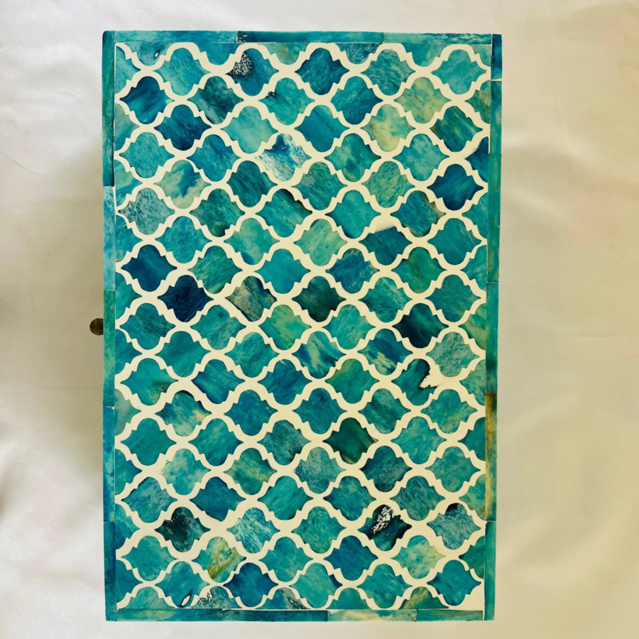 Mother of Pearl Inlay Rectangular Jewellery Box – Green Harmony Decorative Storage Box