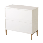 Solid Wood Embossed Hand Carved Chest of Drawers 3 Drawer Dresser Chest Off White Finish - Image 11