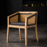 Mango Wood Cane Arm Chair – Natural Finish Rattan Accent Chair