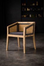 Mango Wood Cane Arm Chair – Natural Finish Rattan Accent Chair
