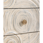 Solid Wood Embossed Hand Carved Chest of Drawers 3 Drawer Dresser Chest Off White Finish - Image 10