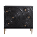 Solid Wood Embossed Hand Carved Chest of Drawers 3 Drawer Dresser Chest Off White Finish - Image 6