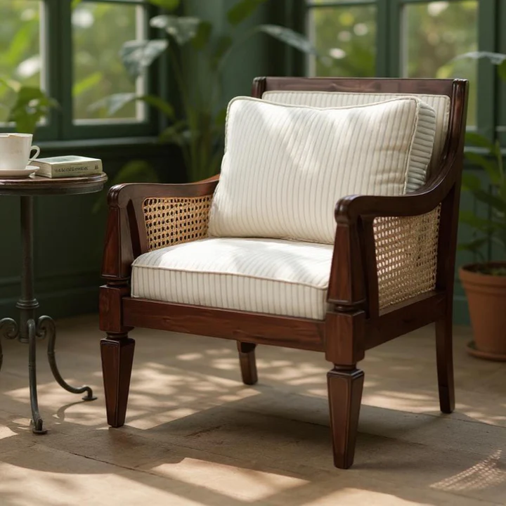 Mango Wood Cane Arm Chair – Single Seater & Three Seater Rattan Sofa Set