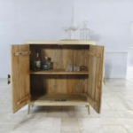 Solid Wood Hand Carved Cabinet - 2 Door Natural Finish - Image 2