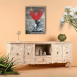 Mango Wood Hand Carved TV Unit Natural Finish Media Cabinet for Living Room - Image 5